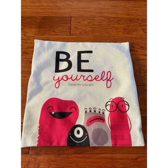 Cartoon Dog and “Be Yourself” Monster Pillow Covers 16”X16” 2 Pillow Cases - Picture 4 of 9